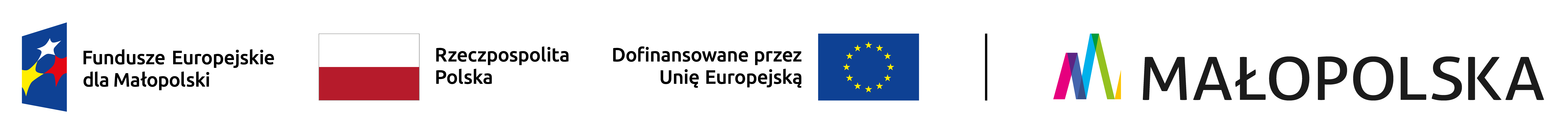 logotypy UE, RP, logo małopolski
