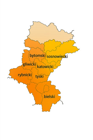 województwo śląskie podregiony bytomski, sosnowiecki, gliwicki, katowicki, rybnicki, tyski, bielski