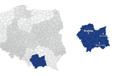 MApa Polski i województwa małopolskiego