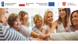 kolaż zdjęć przedstawiajacych grupę kobiet. Logotyp województwa wielkopolskiego oraz logotypy UE , flagi RP.